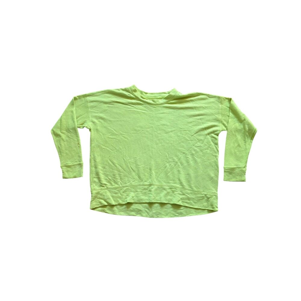 Aerie Neon Yellow Green Boxy Crewneck Sweatshirt Size Medium FLAWED